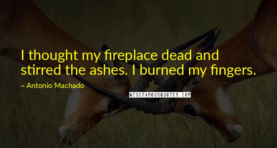 Antonio Machado Quotes: I thought my fireplace dead and stirred the ashes. I burned my fingers.