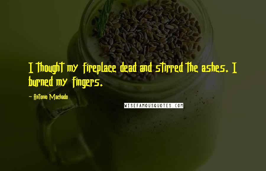 Antonio Machado Quotes: I thought my fireplace dead and stirred the ashes. I burned my fingers.