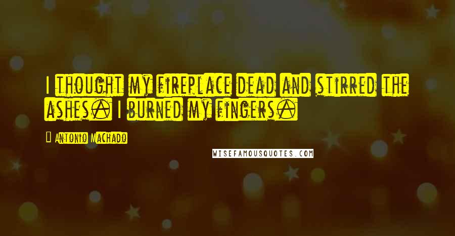 Antonio Machado Quotes: I thought my fireplace dead and stirred the ashes. I burned my fingers.