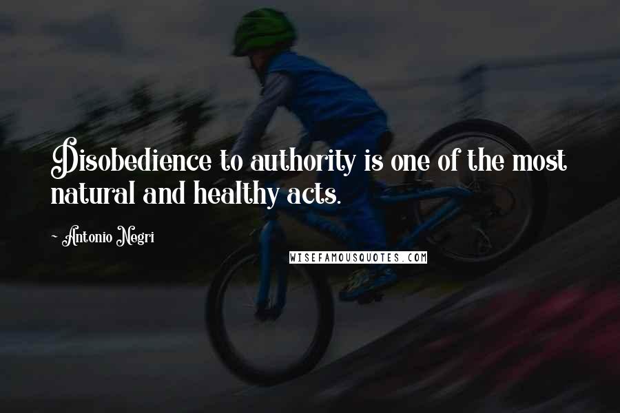 Antonio Negri Quotes: Disobedience to authority is one of the most natural and healthy acts.