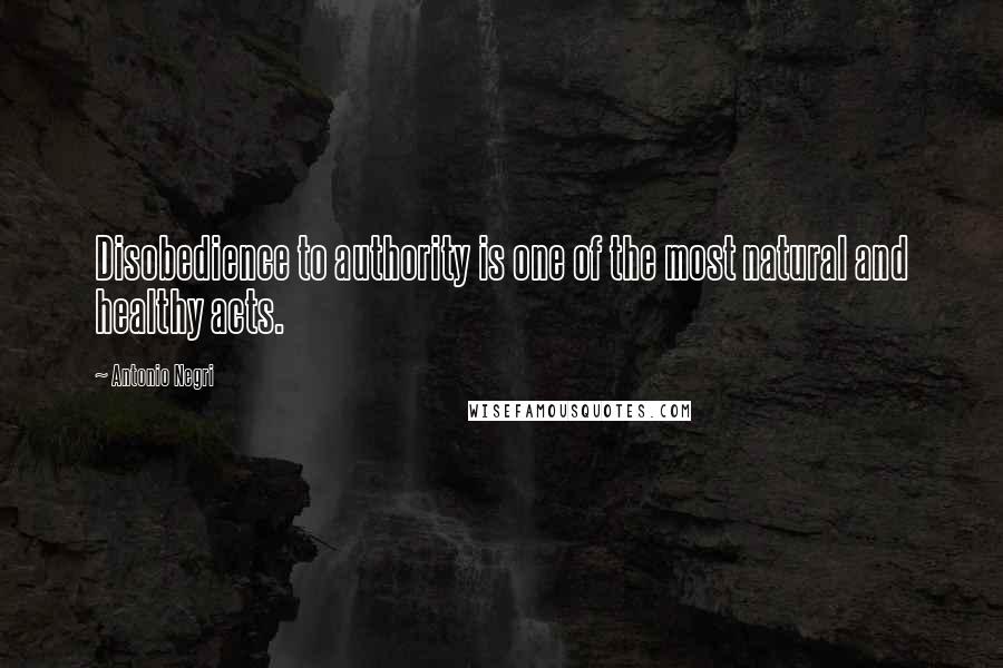 Antonio Negri Quotes: Disobedience to authority is one of the most natural and healthy acts.