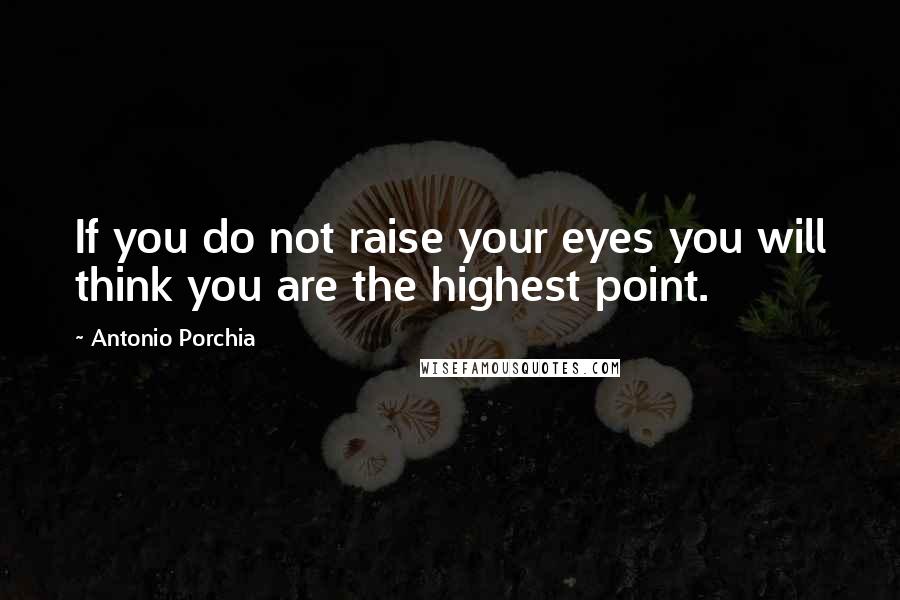 Antonio Porchia Quotes: If you do not raise your eyes you will think you are the highest point.