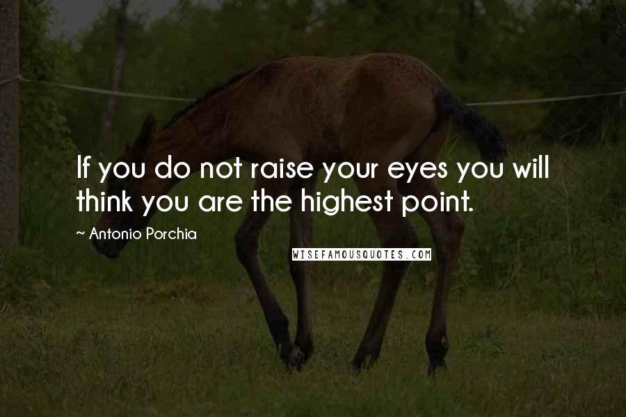 Antonio Porchia Quotes: If you do not raise your eyes you will think you are the highest point.