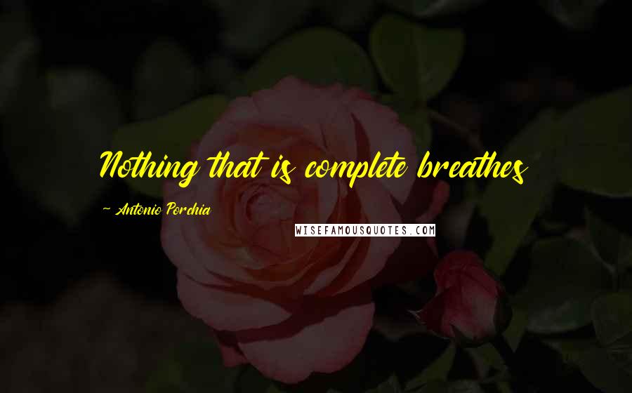 Antonio Porchia Quotes: Nothing that is complete breathes