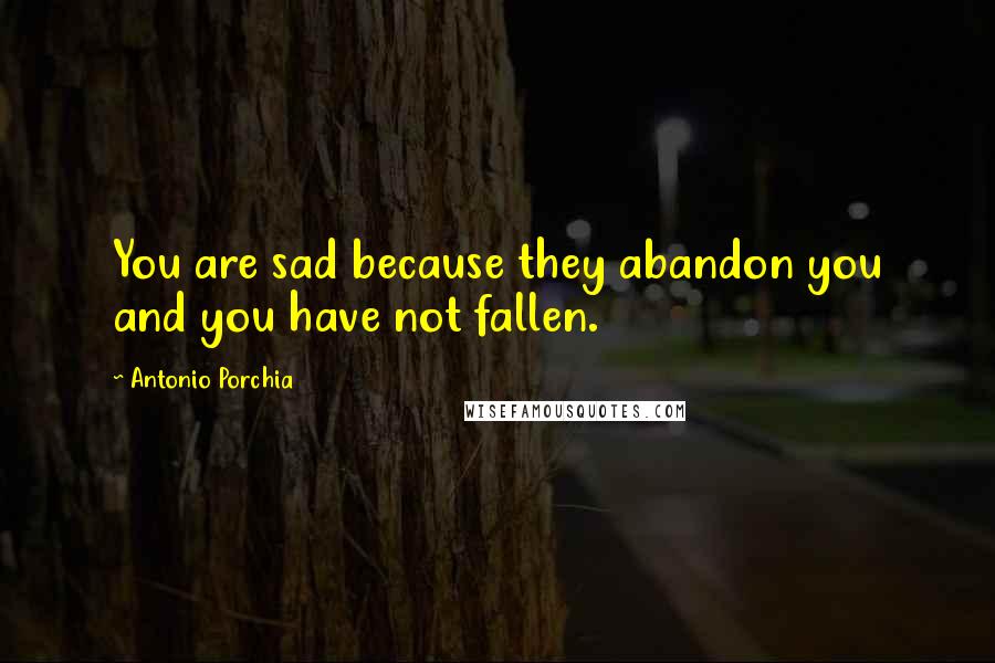 Antonio Porchia Quotes: You are sad because they abandon you and you have not fallen.