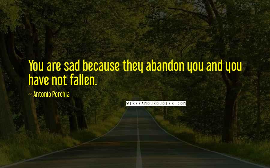 Antonio Porchia Quotes: You are sad because they abandon you and you have not fallen.