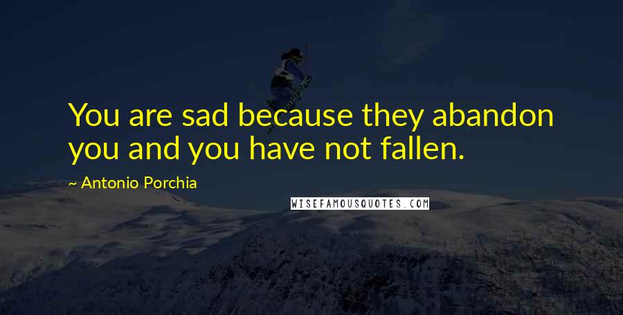 Antonio Porchia Quotes: You are sad because they abandon you and you have not fallen.