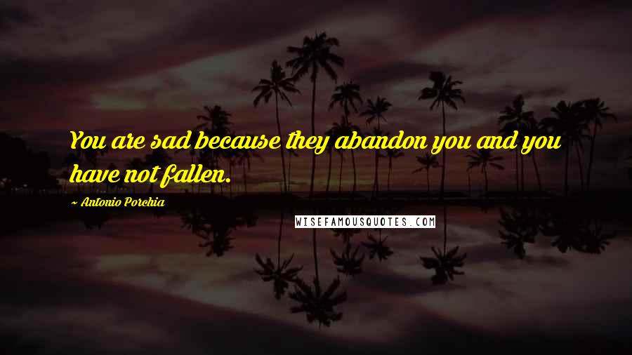 Antonio Porchia Quotes: You are sad because they abandon you and you have not fallen.