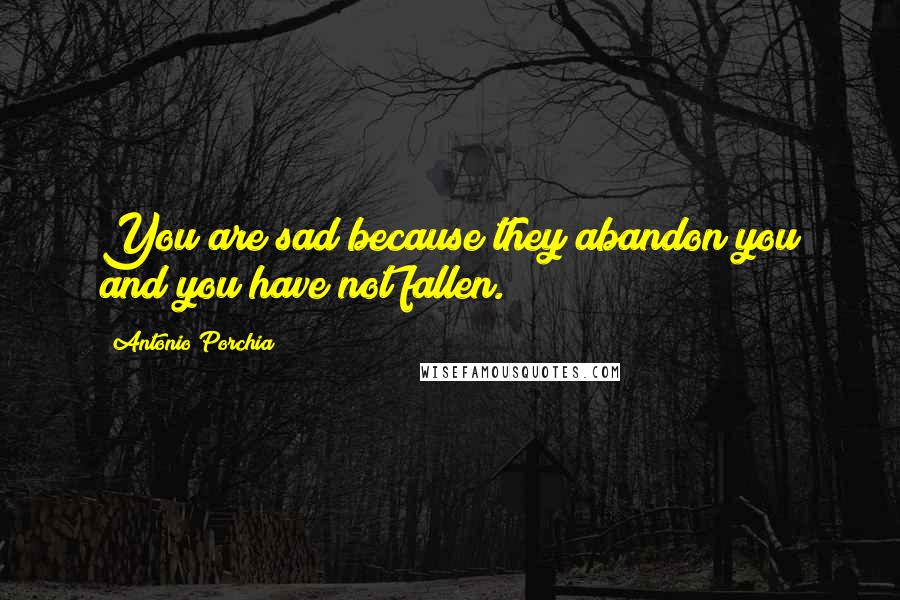 Antonio Porchia Quotes: You are sad because they abandon you and you have not fallen.