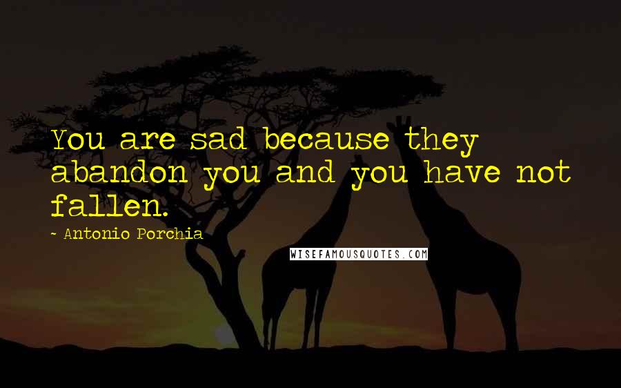 Antonio Porchia Quotes: You are sad because they abandon you and you have not fallen.