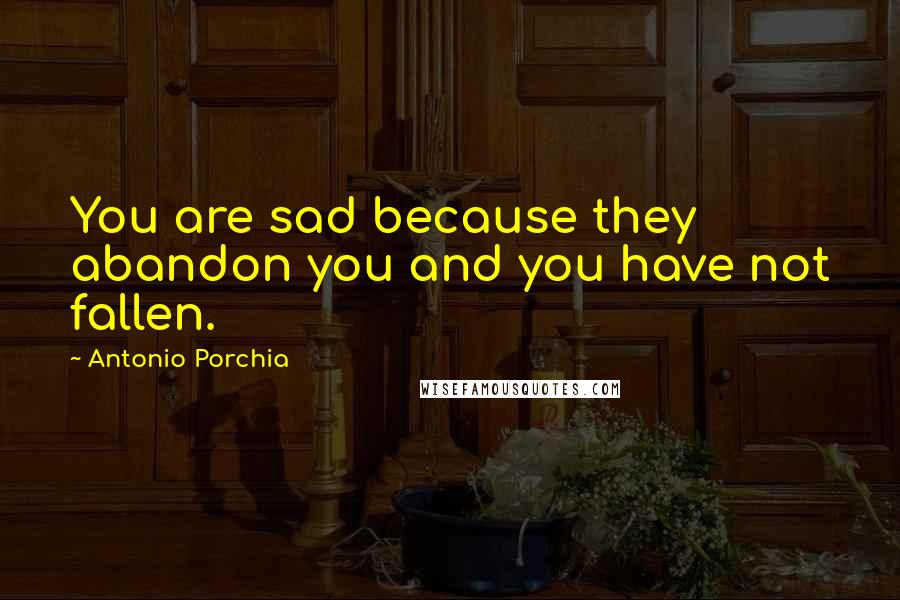 Antonio Porchia Quotes: You are sad because they abandon you and you have not fallen.