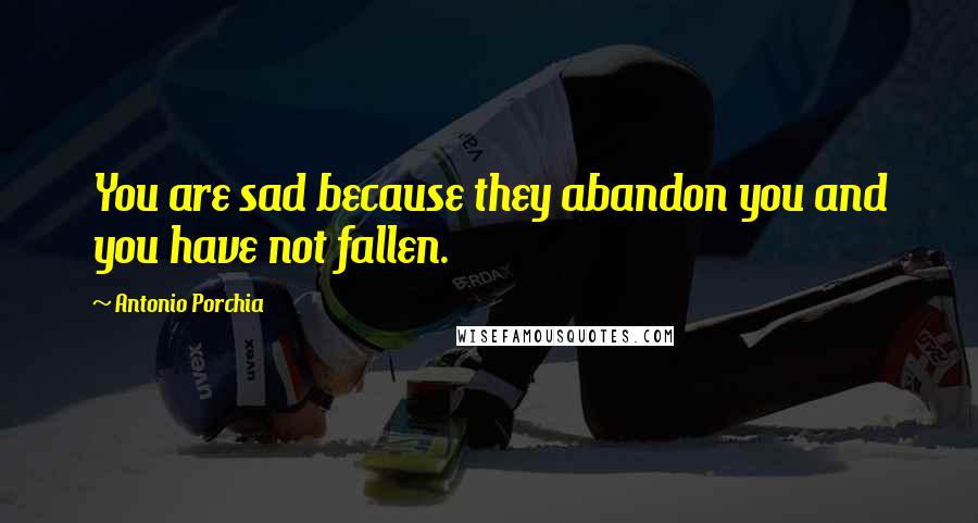 Antonio Porchia Quotes: You are sad because they abandon you and you have not fallen.