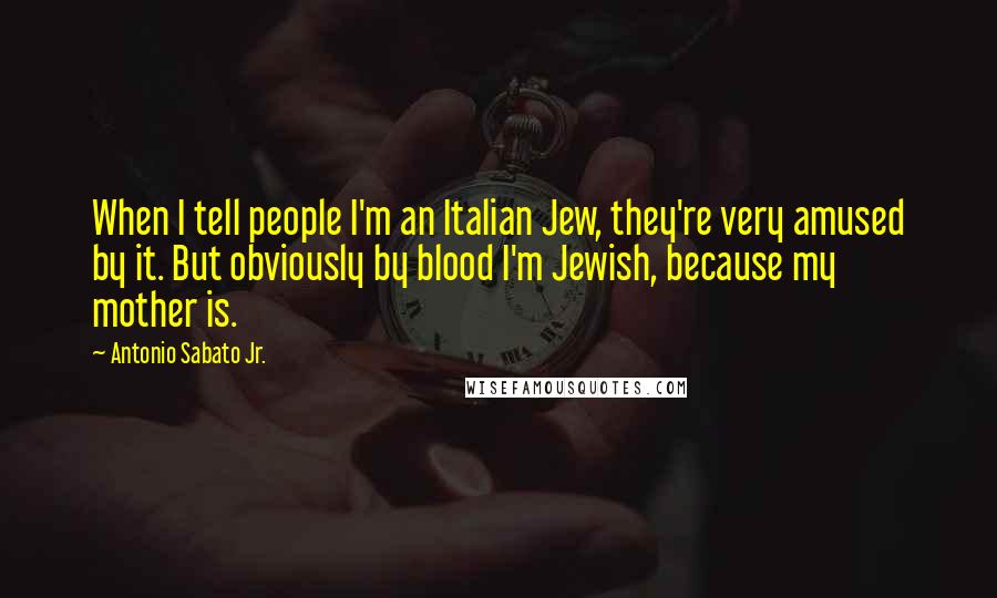 Antonio Sabato Jr. Quotes: When I tell people I'm an Italian Jew, they're very amused by it. But obviously by blood I'm Jewish, because my mother is.