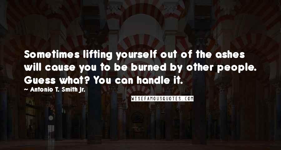 Antonio T. Smith Jr. Quotes: Sometimes lifting yourself out of the ashes will cause you to be burned by other people. Guess what? You can handle it.