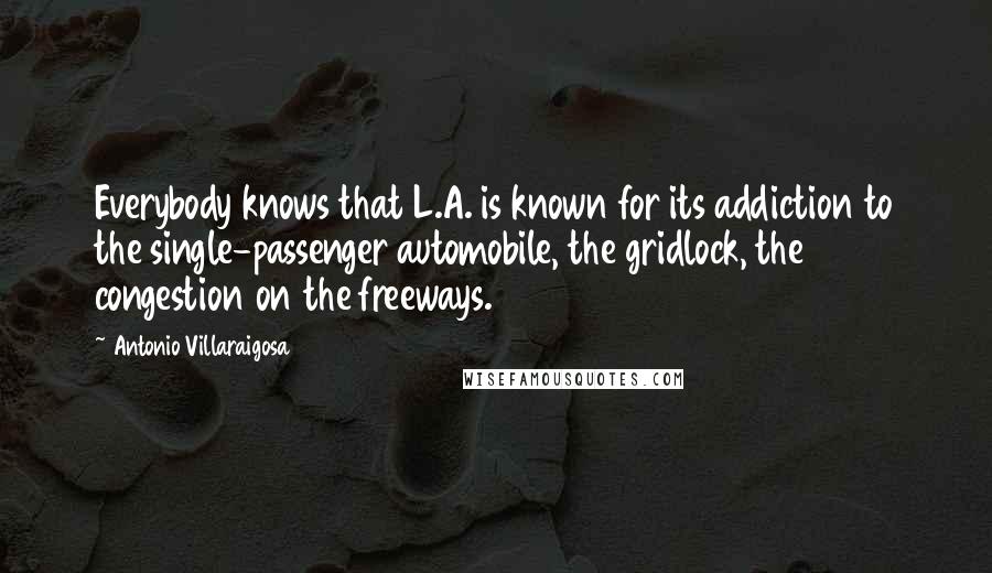 Antonio Villaraigosa Quotes: Everybody knows that L.A. is known for its addiction to the single-passenger automobile, the gridlock, the congestion on the freeways.