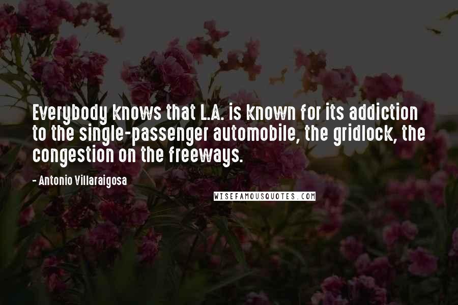 Antonio Villaraigosa Quotes: Everybody knows that L.A. is known for its addiction to the single-passenger automobile, the gridlock, the congestion on the freeways.