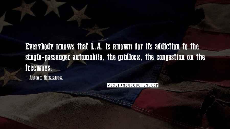 Antonio Villaraigosa Quotes: Everybody knows that L.A. is known for its addiction to the single-passenger automobile, the gridlock, the congestion on the freeways.