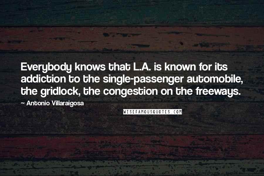 Antonio Villaraigosa Quotes: Everybody knows that L.A. is known for its addiction to the single-passenger automobile, the gridlock, the congestion on the freeways.