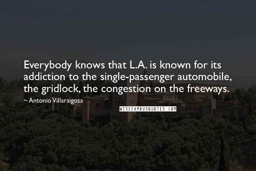 Antonio Villaraigosa Quotes: Everybody knows that L.A. is known for its addiction to the single-passenger automobile, the gridlock, the congestion on the freeways.
