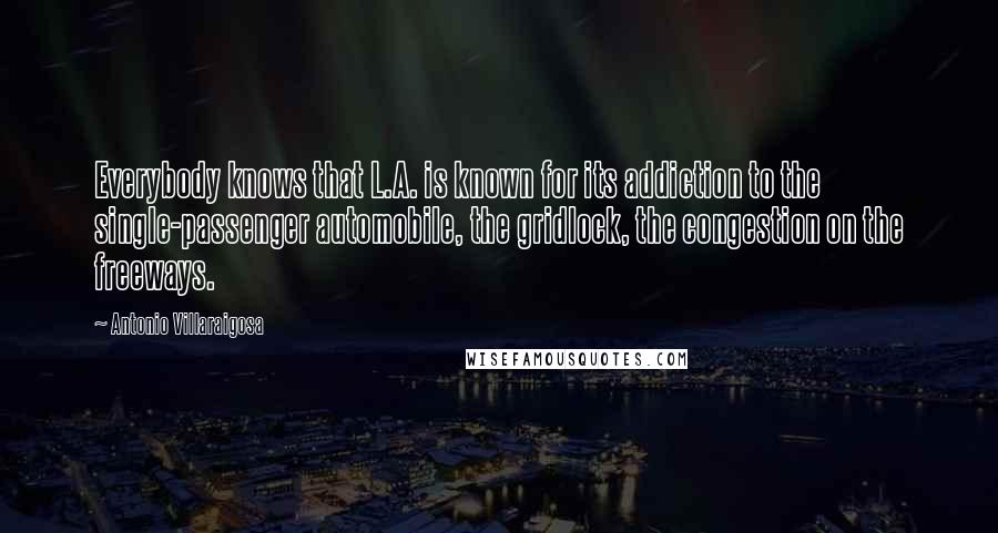 Antonio Villaraigosa Quotes: Everybody knows that L.A. is known for its addiction to the single-passenger automobile, the gridlock, the congestion on the freeways.