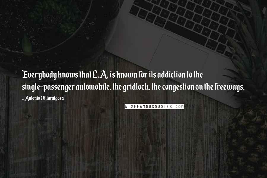 Antonio Villaraigosa Quotes: Everybody knows that L.A. is known for its addiction to the single-passenger automobile, the gridlock, the congestion on the freeways.