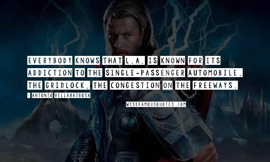 Antonio Villaraigosa Quotes: Everybody knows that L.A. is known for its addiction to the single-passenger automobile, the gridlock, the congestion on the freeways.