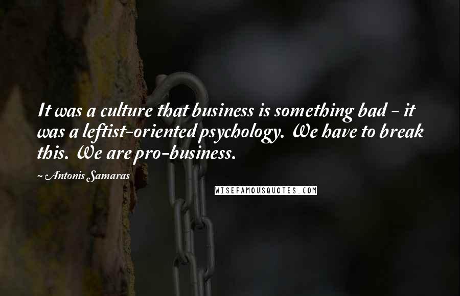 Antonis Samaras Quotes: It was a culture that business is something bad - it was a leftist-oriented psychology. We have to break this. We are pro-business.