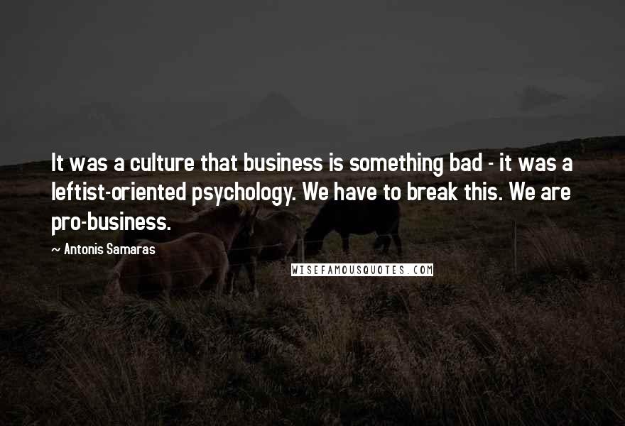 Antonis Samaras Quotes: It was a culture that business is something bad - it was a leftist-oriented psychology. We have to break this. We are pro-business.