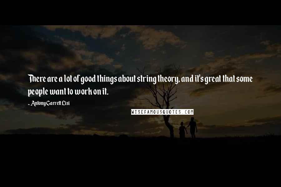 Antony Garrett Lisi Quotes: There are a lot of good things about string theory, and it's great that some people want to work on it.