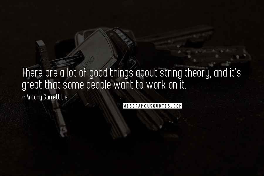 Antony Garrett Lisi Quotes: There are a lot of good things about string theory, and it's great that some people want to work on it.