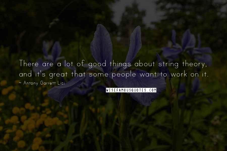 Antony Garrett Lisi Quotes: There are a lot of good things about string theory, and it's great that some people want to work on it.