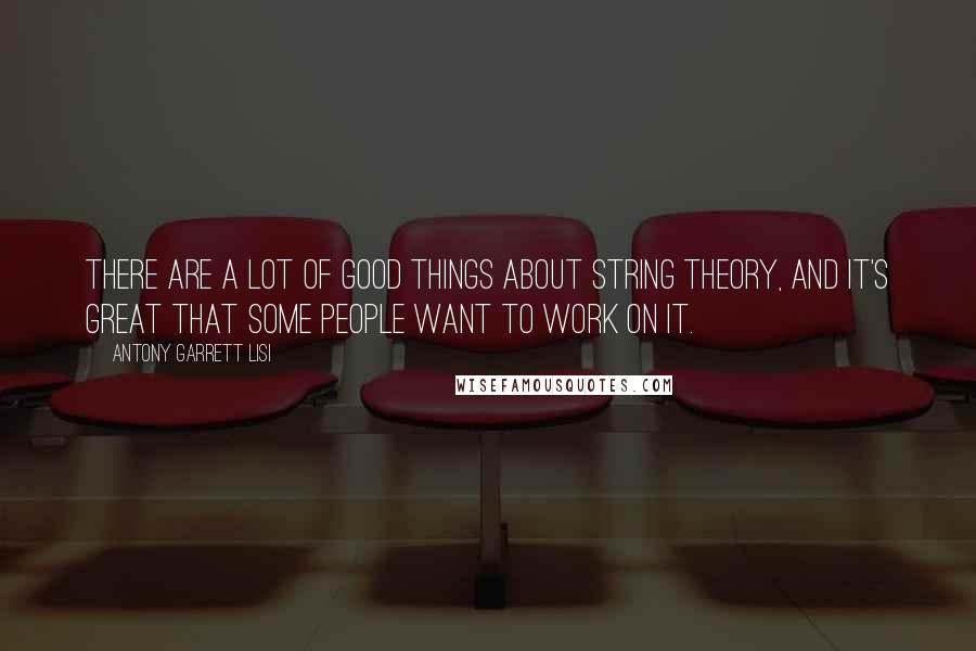 Antony Garrett Lisi Quotes: There are a lot of good things about string theory, and it's great that some people want to work on it.