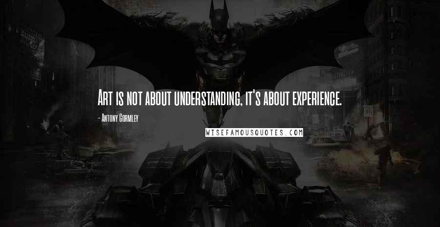 Antony Gormley Quotes: Art is not about understanding, it's about experience.