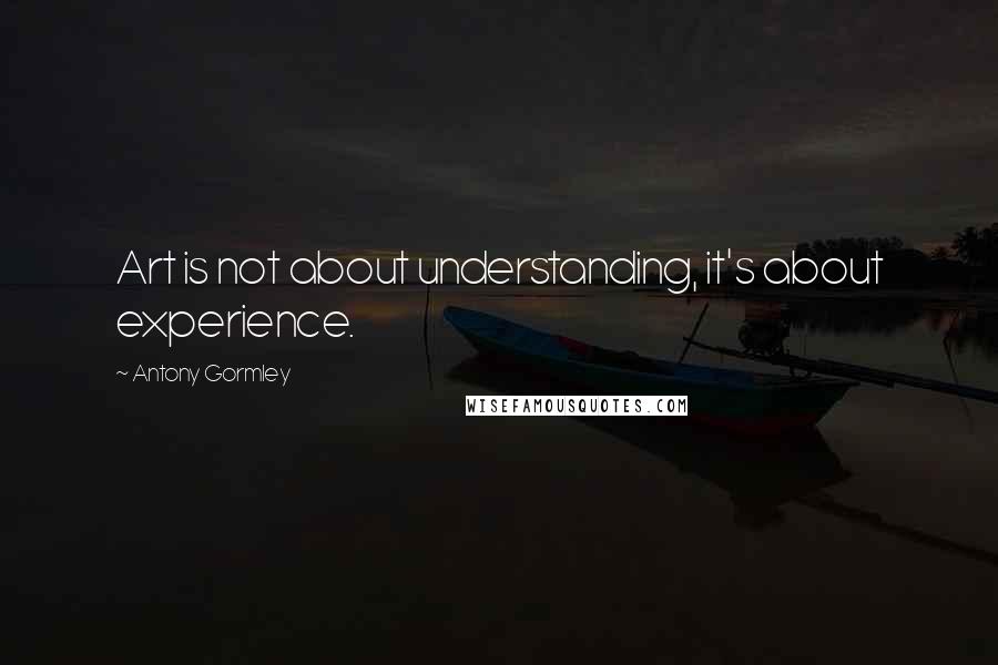 Antony Gormley Quotes: Art is not about understanding, it's about experience.