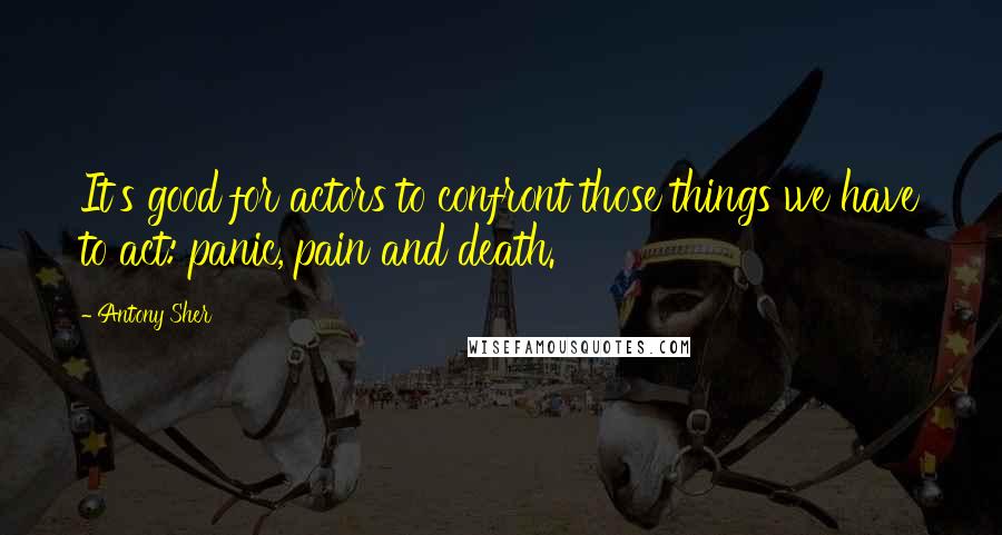 Antony Sher Quotes: It's good for actors to confront those things we have to act: panic, pain and death.