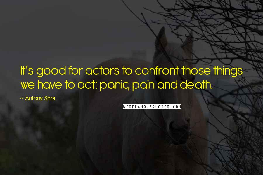 Antony Sher Quotes: It's good for actors to confront those things we have to act: panic, pain and death.