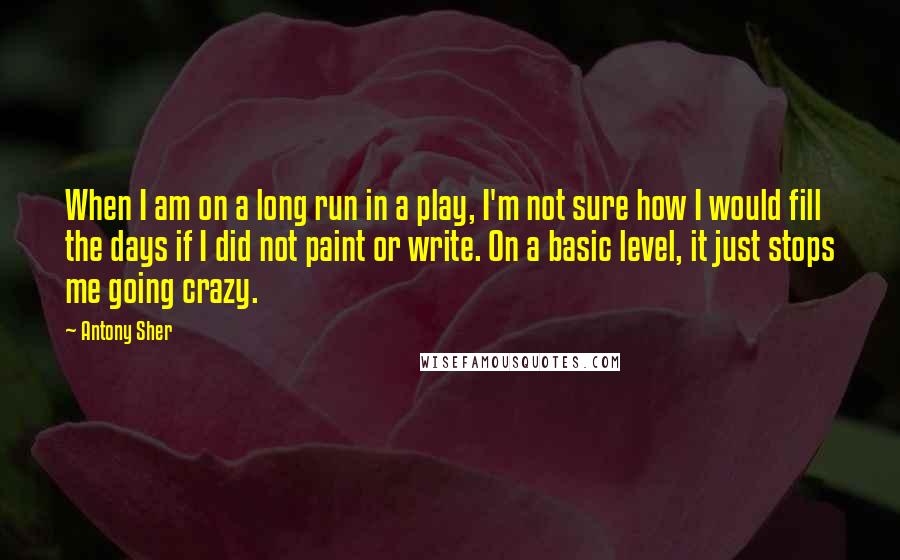 Antony Sher Quotes: When I am on a long run in a play, I'm not sure how I would fill the days if I did not paint or write. On a basic level, it just stops me going crazy.