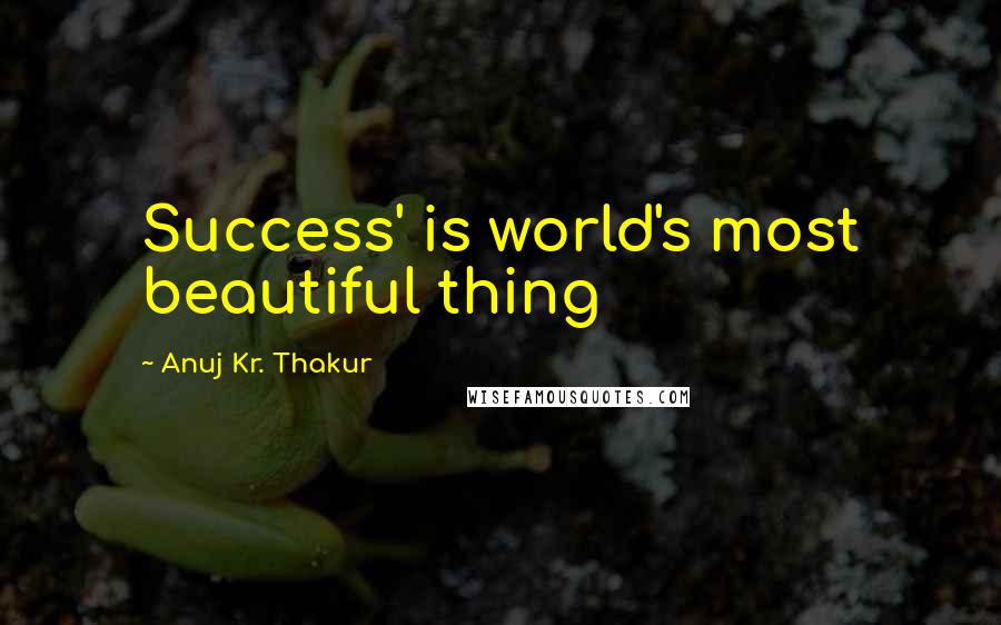 Anuj Kr. Thakur Quotes: Success' is world's most beautiful thing