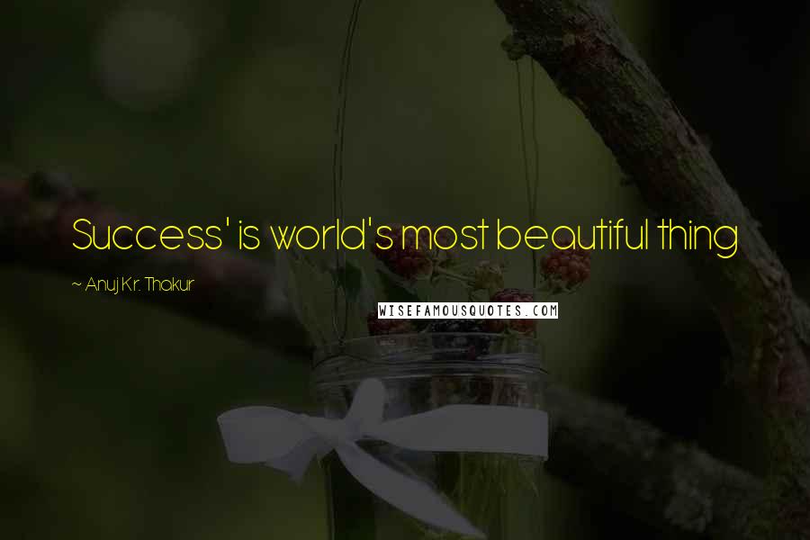 Anuj Kr. Thakur Quotes: Success' is world's most beautiful thing