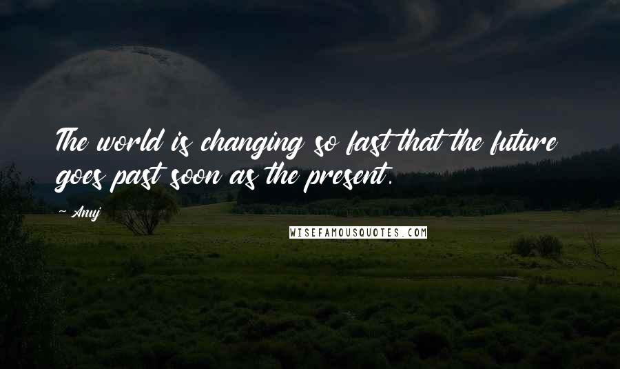 Anuj Quotes: The world is changing so fast that the future goes past soon as the present.