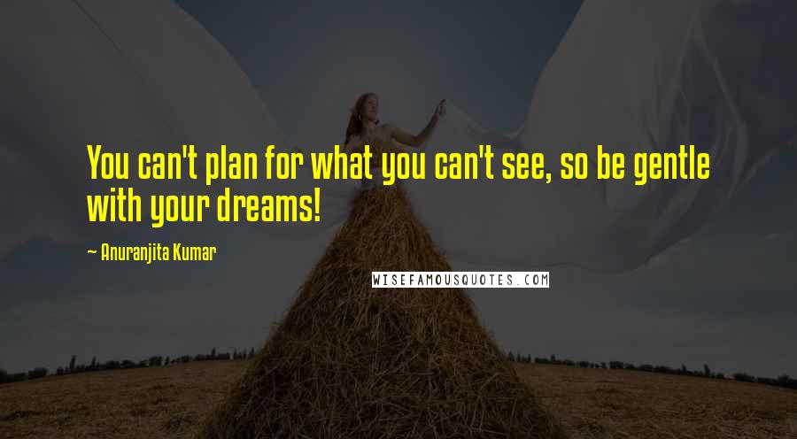 Anuranjita Kumar Quotes: You can't plan for what you can't see, so be gentle with your dreams!
