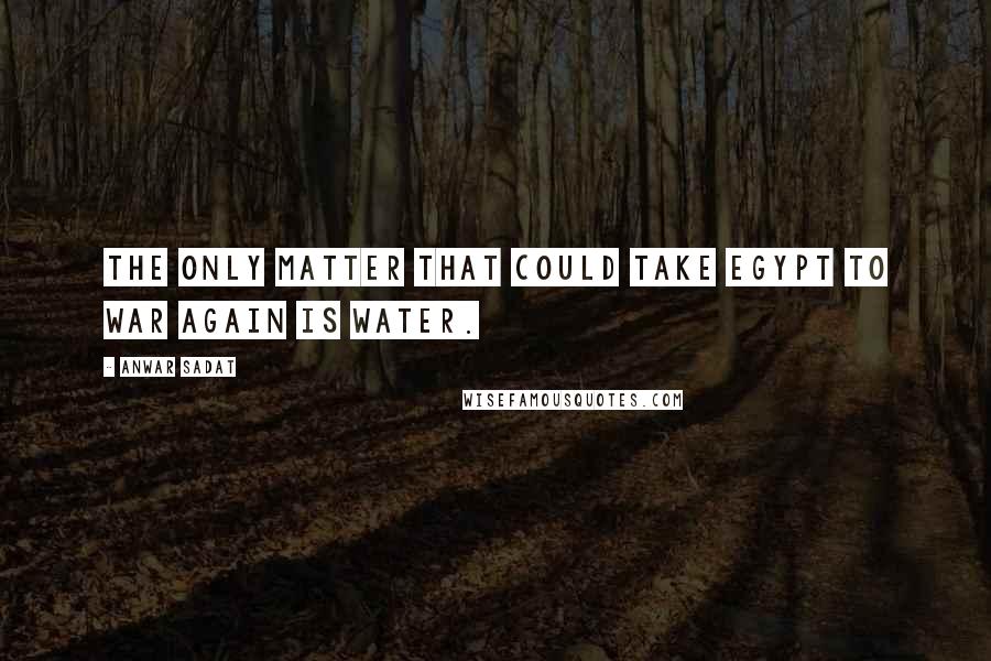 Anwar Sadat Quotes: The only matter that could take Egypt to war again is water.