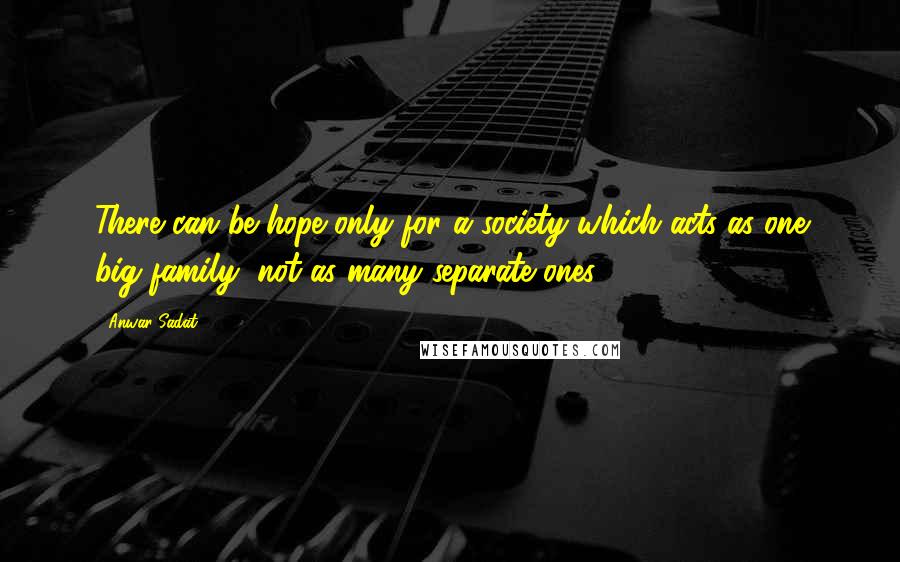Anwar Sadat Quotes: There can be hope only for a society which acts as one big family, not as many separate ones.