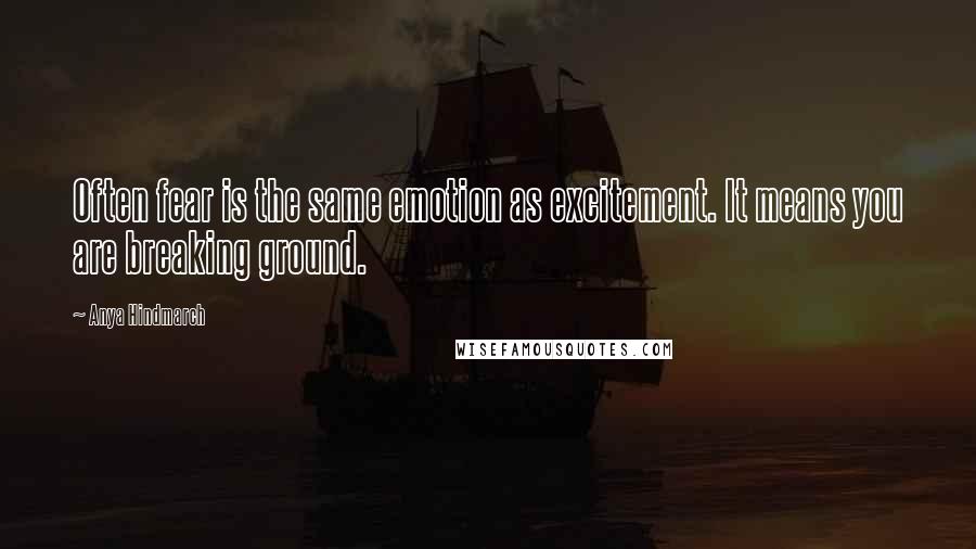 Anya Hindmarch Quotes: Often fear is the same emotion as excitement. It means you are breaking ground.