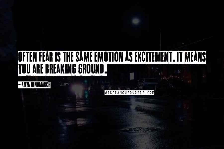 Anya Hindmarch Quotes: Often fear is the same emotion as excitement. It means you are breaking ground.