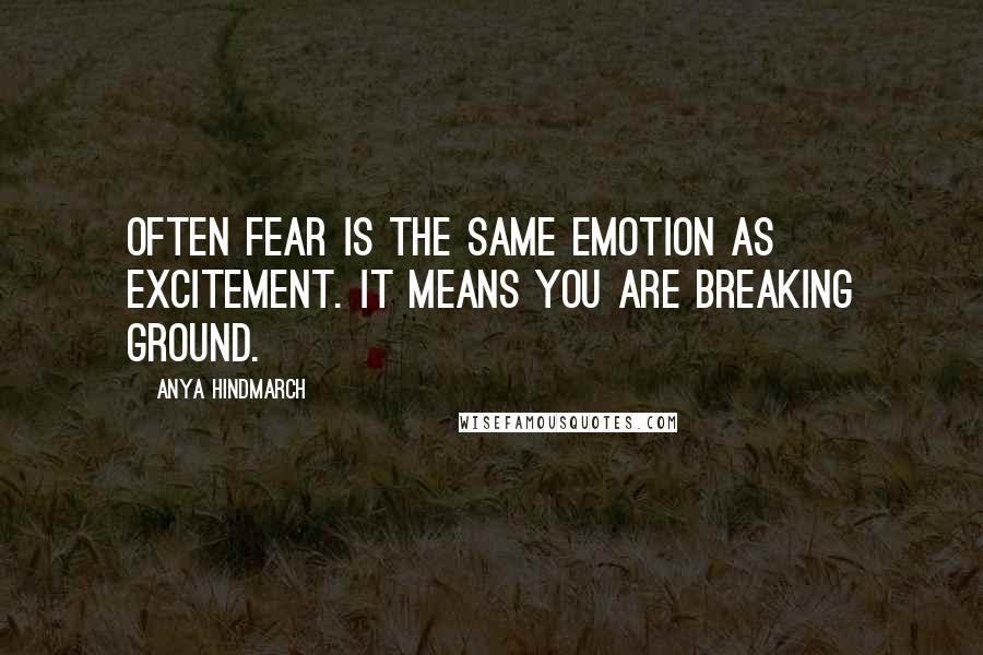 Anya Hindmarch Quotes: Often fear is the same emotion as excitement. It means you are breaking ground.