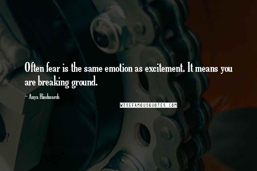 Anya Hindmarch Quotes: Often fear is the same emotion as excitement. It means you are breaking ground.