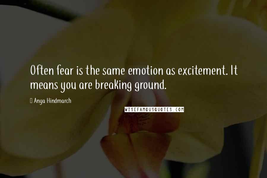 Anya Hindmarch Quotes: Often fear is the same emotion as excitement. It means you are breaking ground.