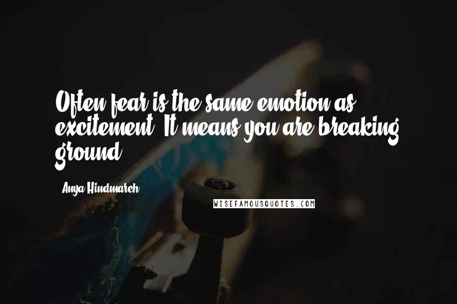 Anya Hindmarch Quotes: Often fear is the same emotion as excitement. It means you are breaking ground.