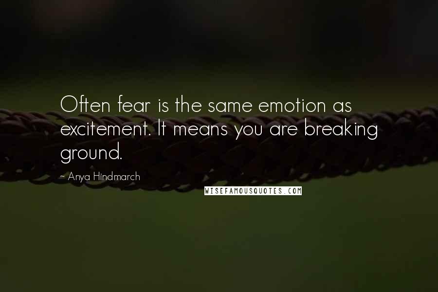 Anya Hindmarch Quotes: Often fear is the same emotion as excitement. It means you are breaking ground.